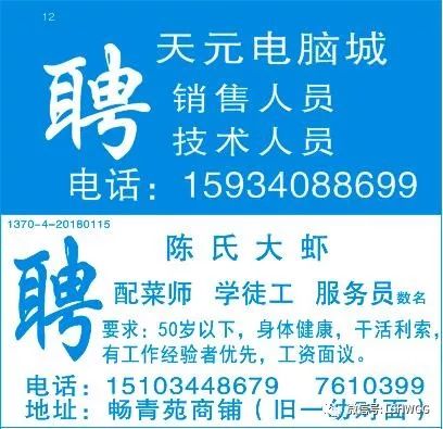 杨运镇最新招聘信息汇总